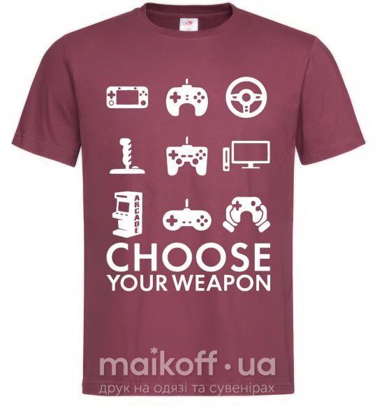 Мужская футболка Choose your weapon Бордовый фото