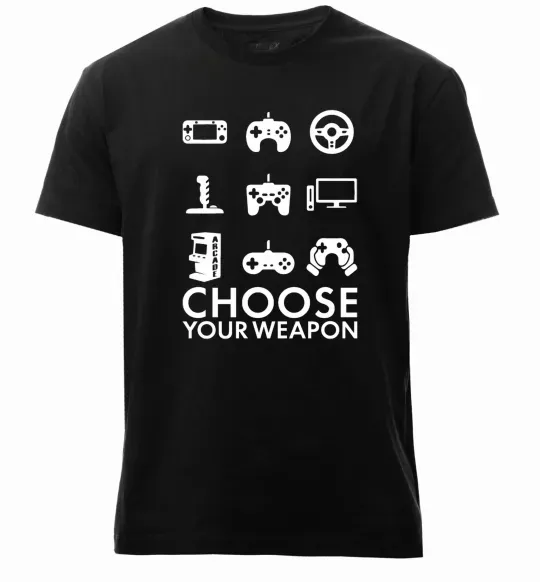 Мужская премиум футболка Choose your weapon Черный фото