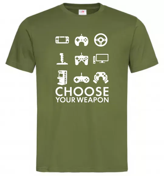 Мужская футболка Choose your weapon Оливковый фото