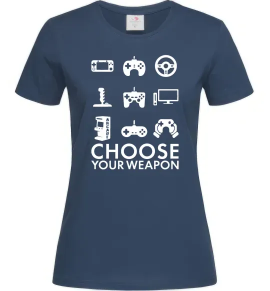 Жіноча футболка Choose your weapon Темно-синій фото