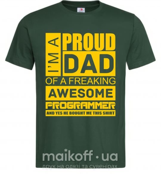 Мужская футболка Proud father of an awesome programmer Темно-зеленый фото
