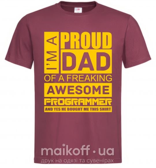 Чоловіча футболка Proud father of an awesome programmer Бордовий фото