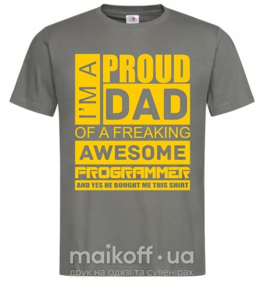 Чоловіча футболка Proud father of an awesome programmer Графіт фото