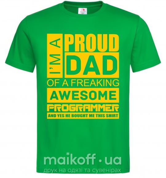 Мужская футболка Proud father of an awesome programmer Зеленый фото