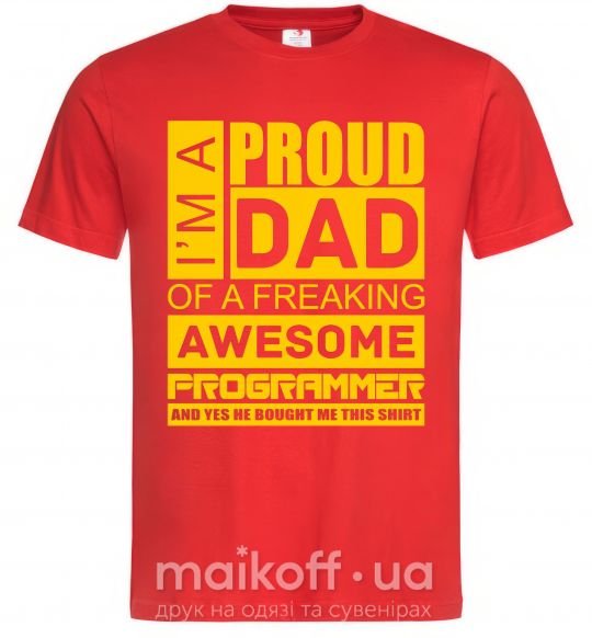 Чоловіча футболка Proud father of an awesome programmer Червоний фото