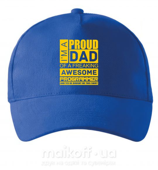 Кепка Proud father of an awesome programmer Яскраво-синій фото