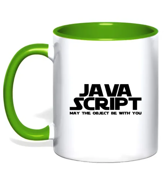 Чашка с цветной ручкой May the object be with you Лаймовый фото