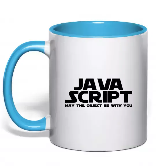 Чашка з кольоровою ручкою May the object be with you Блакитний фото