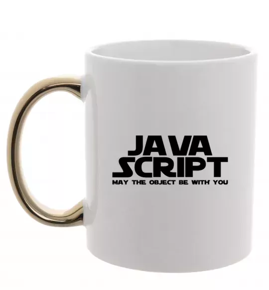 Чашка з кольоровою ручкою May the object be with you Золото фото