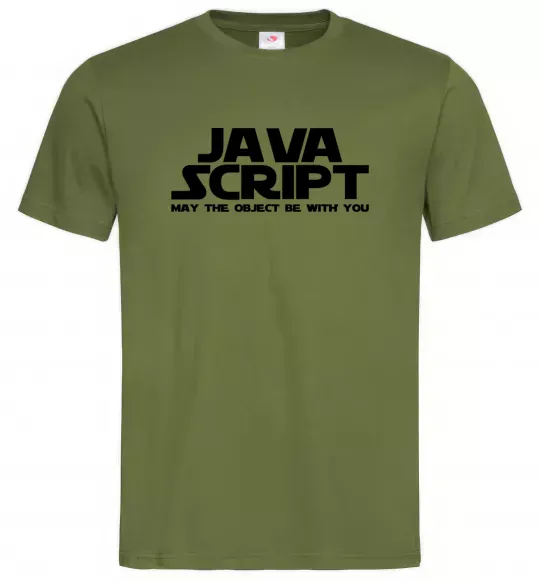 Мужская футболка May the object be with you Оливковый фото