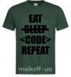 Чоловіча футболка Eat code repeat Темно-зелений фото