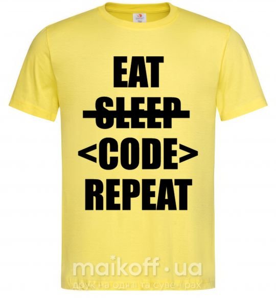 Мужская футболка Eat code repeat Лимонный фото