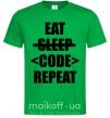 Мужская футболка Eat code repeat Зеленый фото