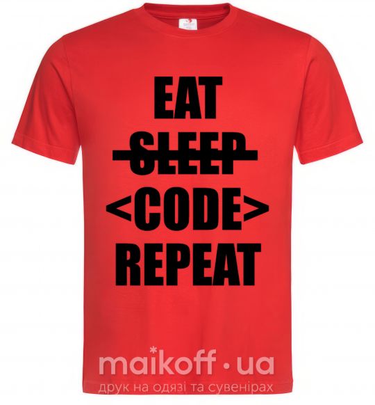 Мужская футболка Eat code repeat Красный фото