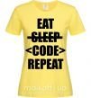 Жіноча футболка Eat code repeat Лимонний фото