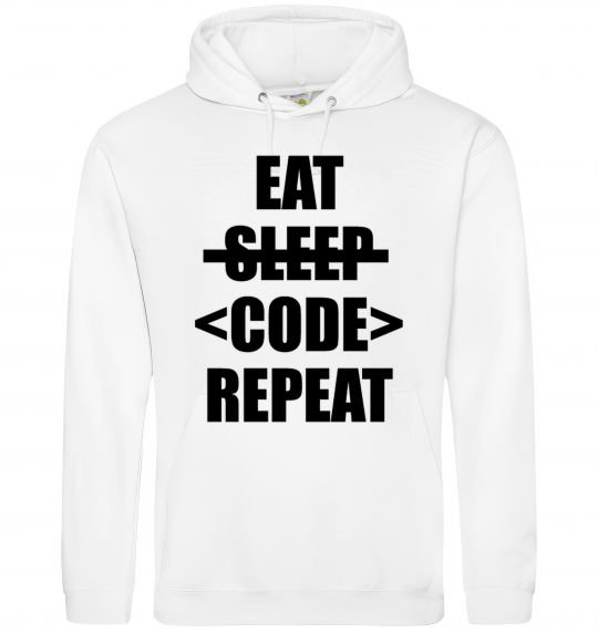 Жіноча толстовка (худі) Eat code repeat Білий фото