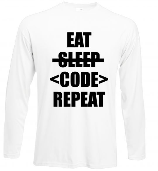 Лонгслів Eat code repeat Білий фото