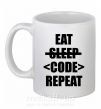Чашка керамічна Eat code repeat Білий фото
