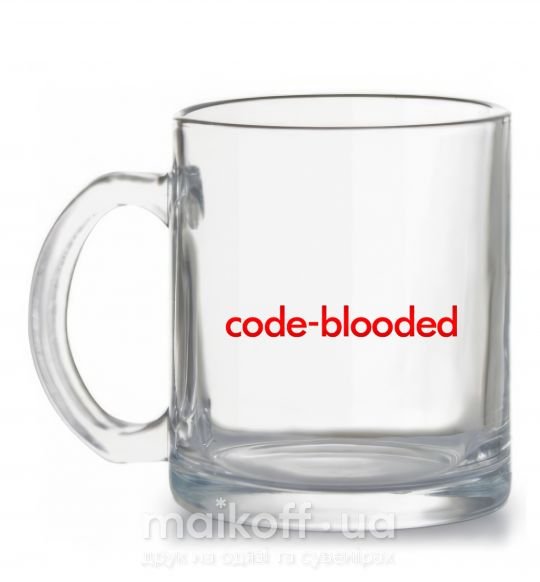 Чашка скляна Code blooded Прозорий фото