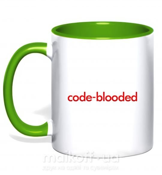 Чашка з кольоровою ручкою Code blooded Зелений фото