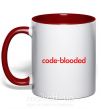 Чашка з кольоровою ручкою Code blooded Червоний фото