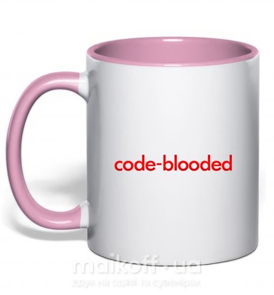 Чашка з кольоровою ручкою Code blooded Ніжно рожевий фото