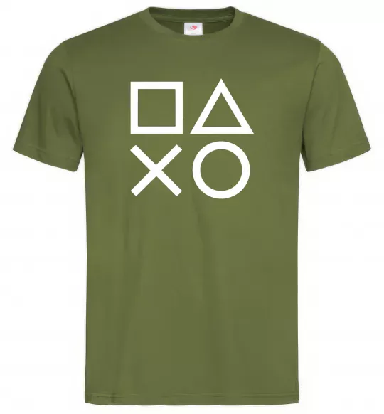 Мужская футболка Play station Оливковый фото