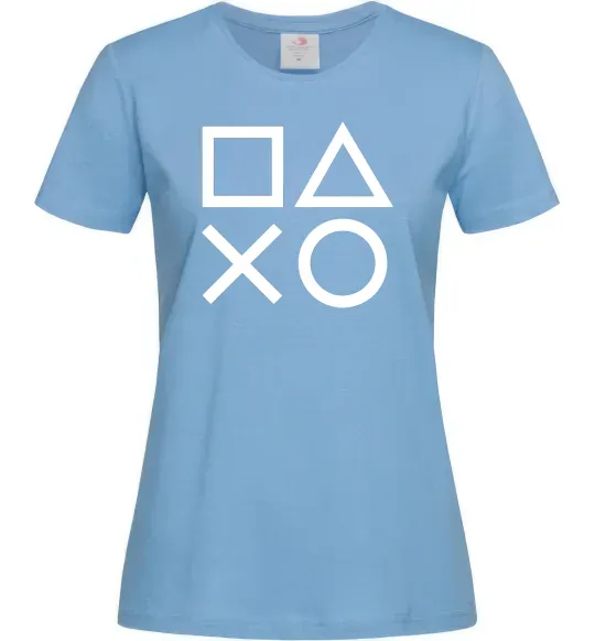 Жіноча футболка Play station Блакитний фото