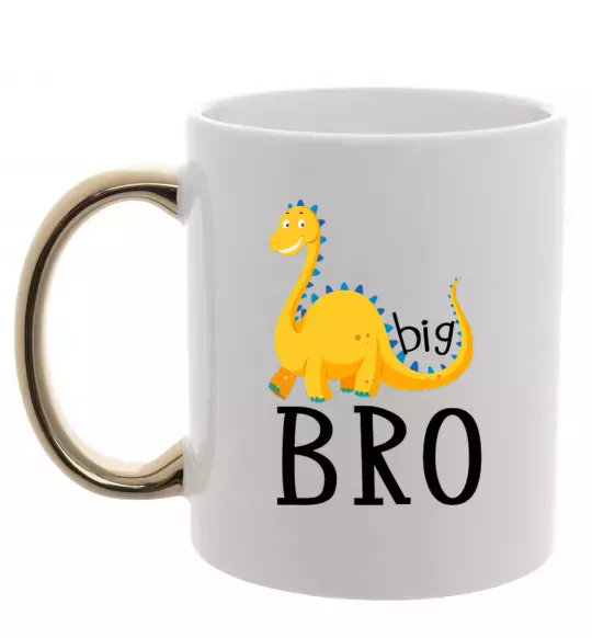Чашка з кольоровою ручкою Dinosaur big bro Золото фото
