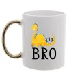 Чашка з кольоровою ручкою Dinosaur big bro Золото фото