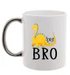 Чашка з кольоровою ручкою Dinosaur big bro Срібло фото
