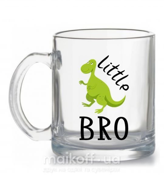 Чашка скляна Dinosaur little bro Прозорий фото