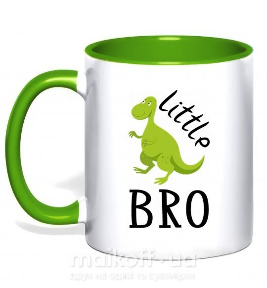 Чашка з кольоровою ручкою Dinosaur little bro Зелений фото