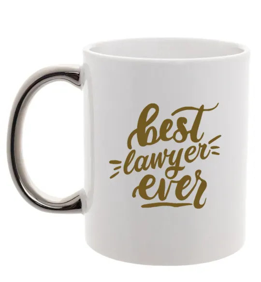 Чашка с цветной ручкой Best lawyer ever Серебро фото