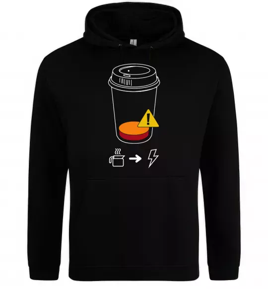 Мужская толстовка (худи) Низкий заряд нужен кофе Черный фото