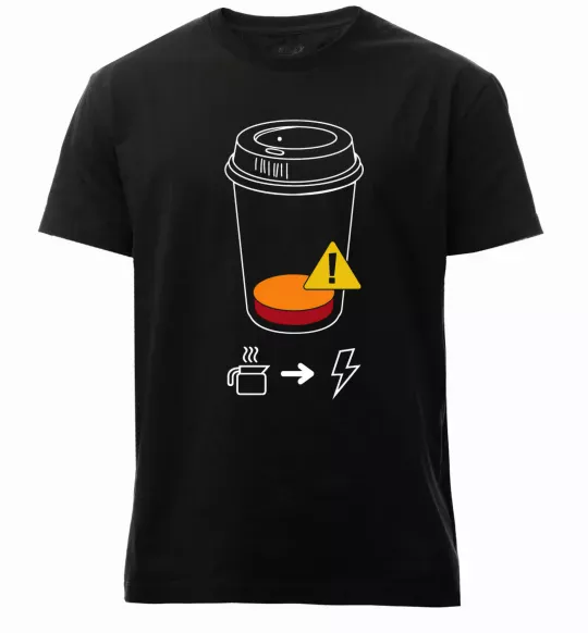 Мужская премиум футболка Низкий заряд нужен кофе Черный фото