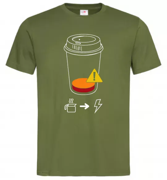 Чоловіча футболка Низкий заряд нужен кофе Оливковий фото