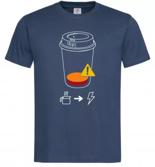 Чоловіча футболка Низкий заряд нужен кофе Темно-синій фото