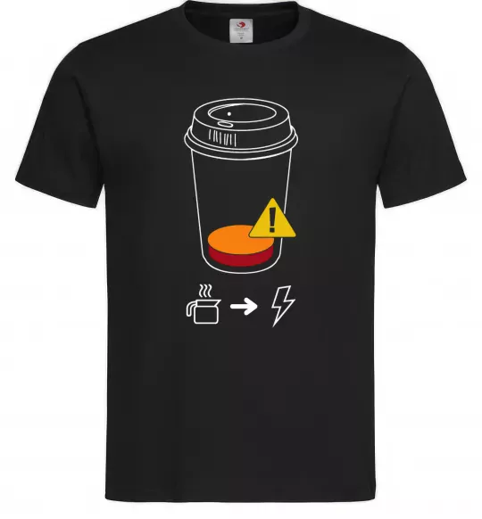 Чоловіча футболка Низкий заряд нужен кофе Чорний фото