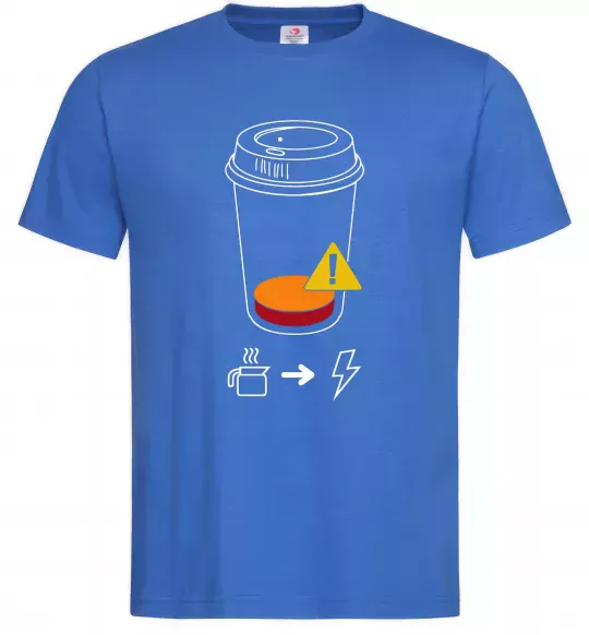 Чоловіча футболка Низкий заряд нужен кофе Яскраво-синій фото