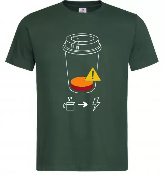 Чоловіча футболка Низкий заряд нужен кофе Темно-зелений фото
