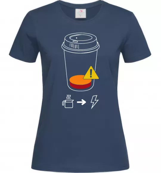 Жіноча футболка Низкий заряд нужен кофе Темно-синій фото