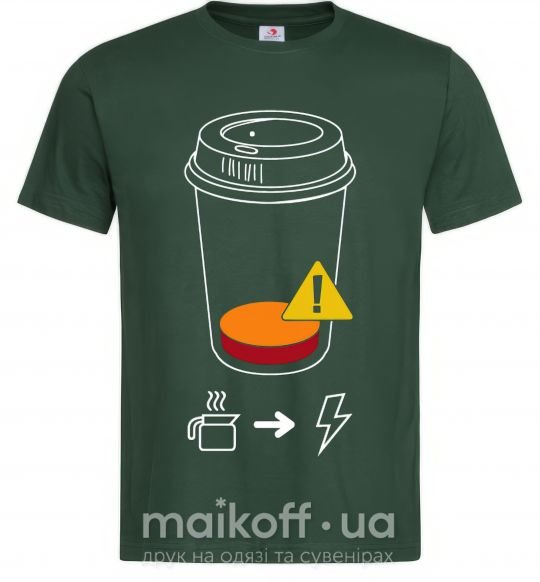 Мужская футболка Низкий заряд нужен кофе Темно-зеленый фото