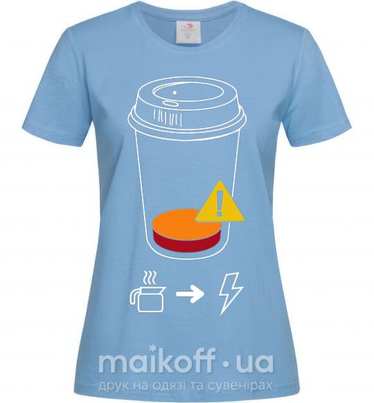Женская футболка Низкий заряд нужен кофе Голубой фото