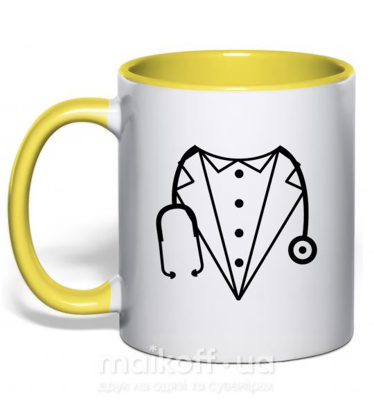 Чашка з кольоровою ручкою Костюм доктора Сонячно жовтий фото