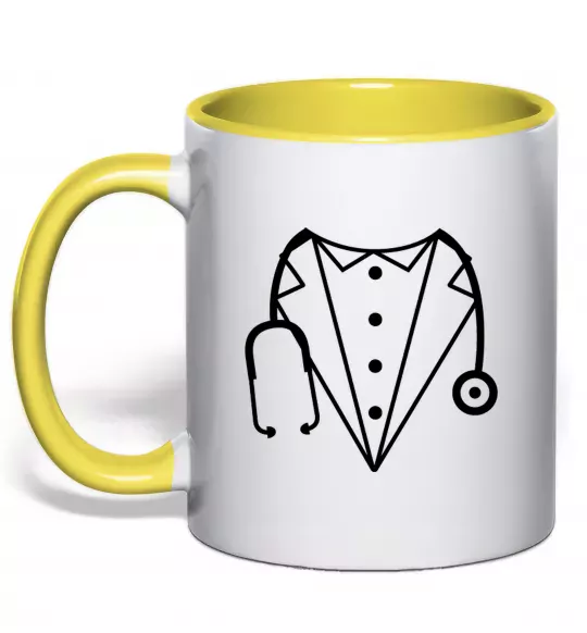 Чашка с цветной ручкой Костюм доктора Солнечно желтый фото