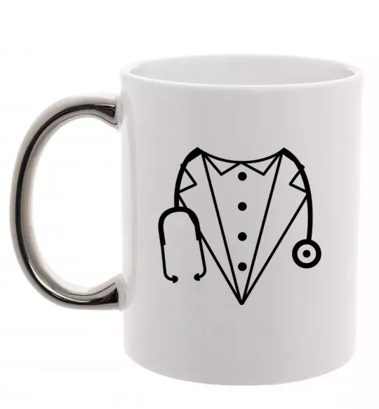 Чашка с цветной ручкой Костюм доктора Серебро фото