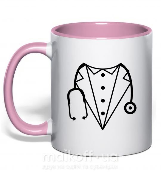 Чашка з кольоровою ручкою Костюм доктора Ніжно рожевий фото