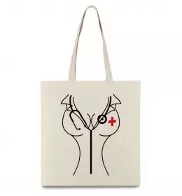 Эко-сумка Be nice to me i may be your doctor Бежевый фото