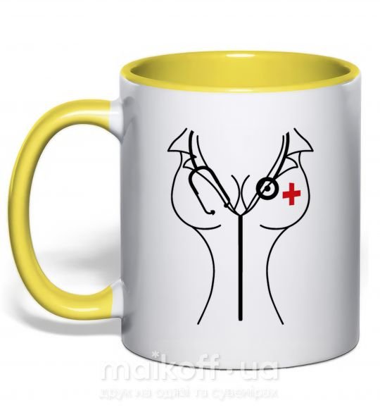 Чашка з кольоровою ручкою Медсестра Сонячно жовтий фото
